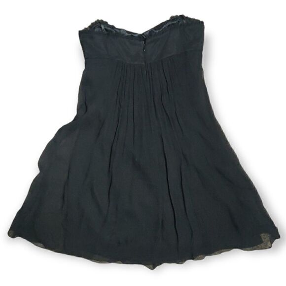 🔥 BCBGMAXAZRIA 100% SILK BLACK STRAPLESS OPEN SHOULDER BABY DOLL MINI DRESS 6 - Picture 2 of 9